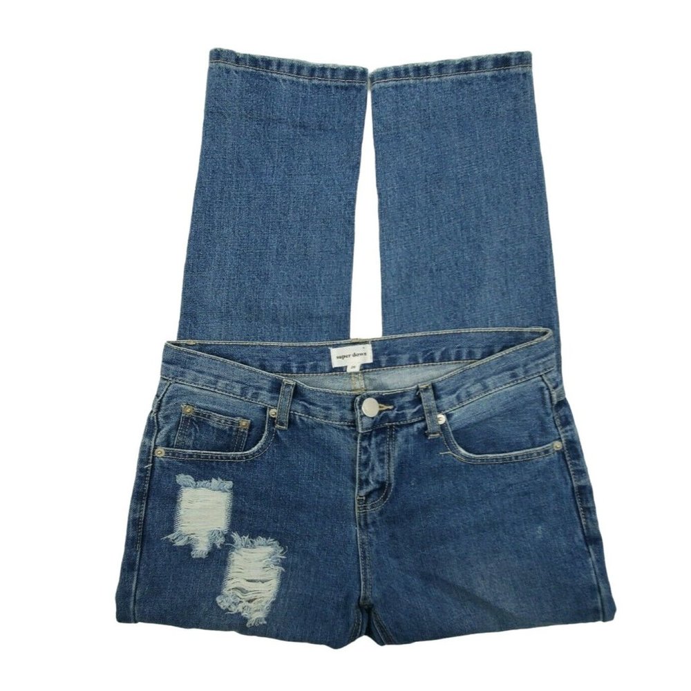 Super Down Jeans distressed  cut out knees sz 26
